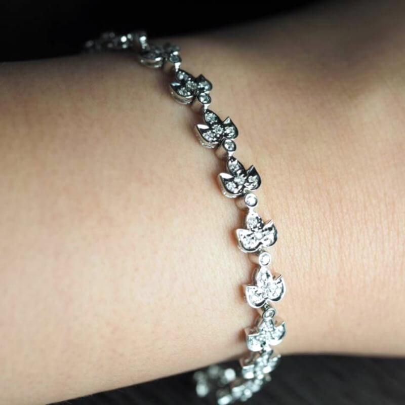 Diamond Star Stations Bracelet 14k Solid Gold Anniversary Gift For Women  Girls. | eBay