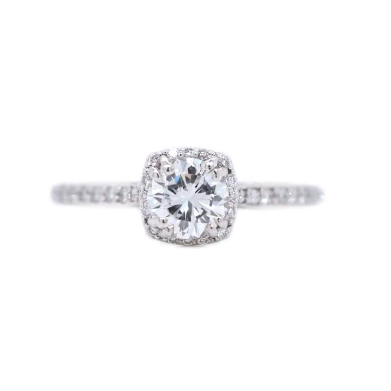 Round Brilliant Diamond Tacori Halo Engagement in 18-Karat White Gold