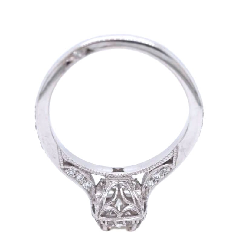 Round Brilliant Diamond Tacori Halo Engagement in 18-Karat White Gold