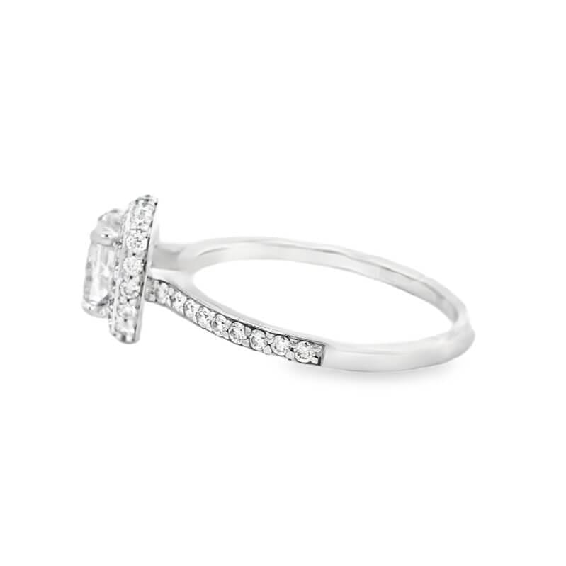 Natural Cushion Cut Diamond in White Gold Halo Engagement Ring