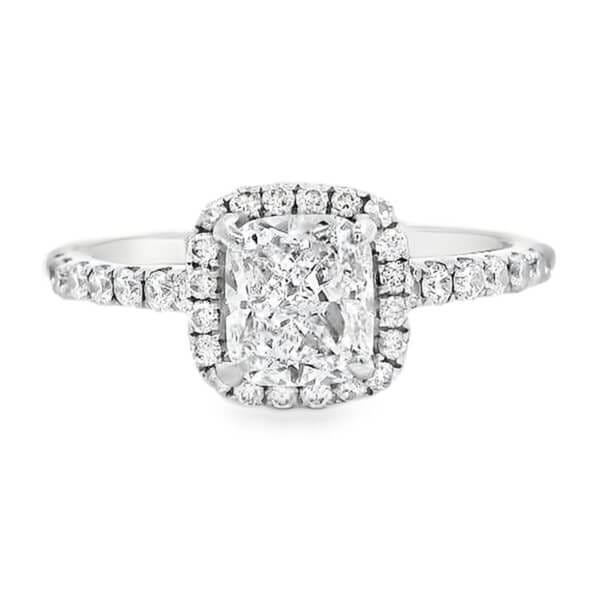 GIA Natural Cushion Diamond Halo Engagement Ring