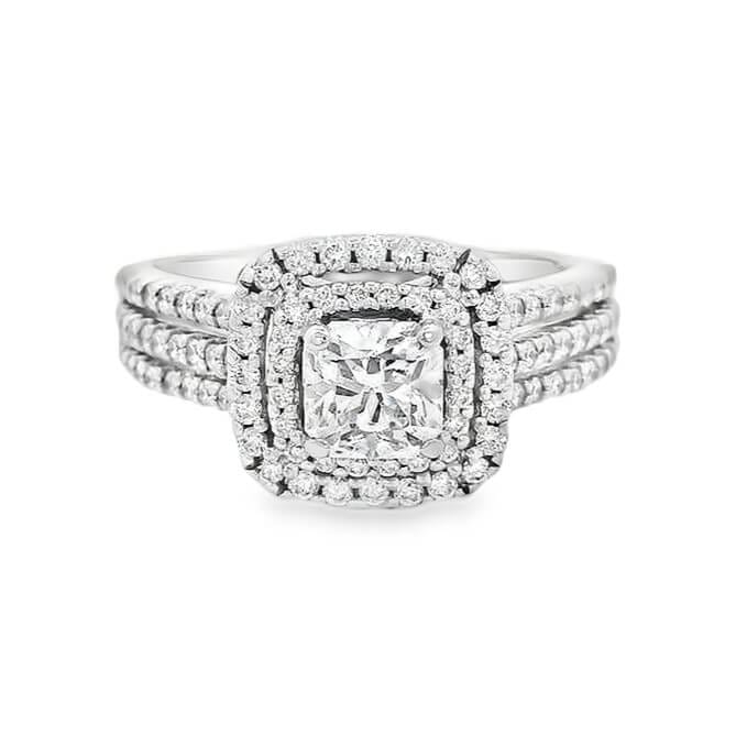 Cushion Cut Halo Engagement Ring