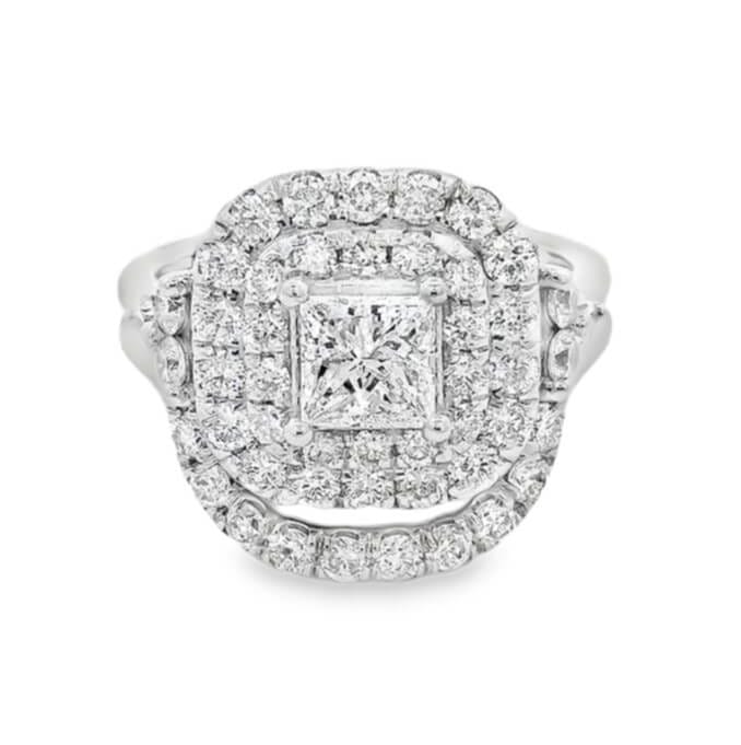 Princess Cut Double Halo Engagement Ring Set