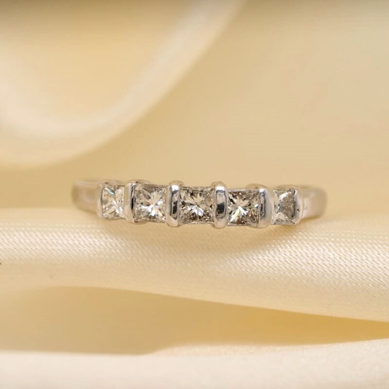 Half Anniversary 0.50 ct Princess Cut Diamond Ring in 14-Karat White Gold Band Ring