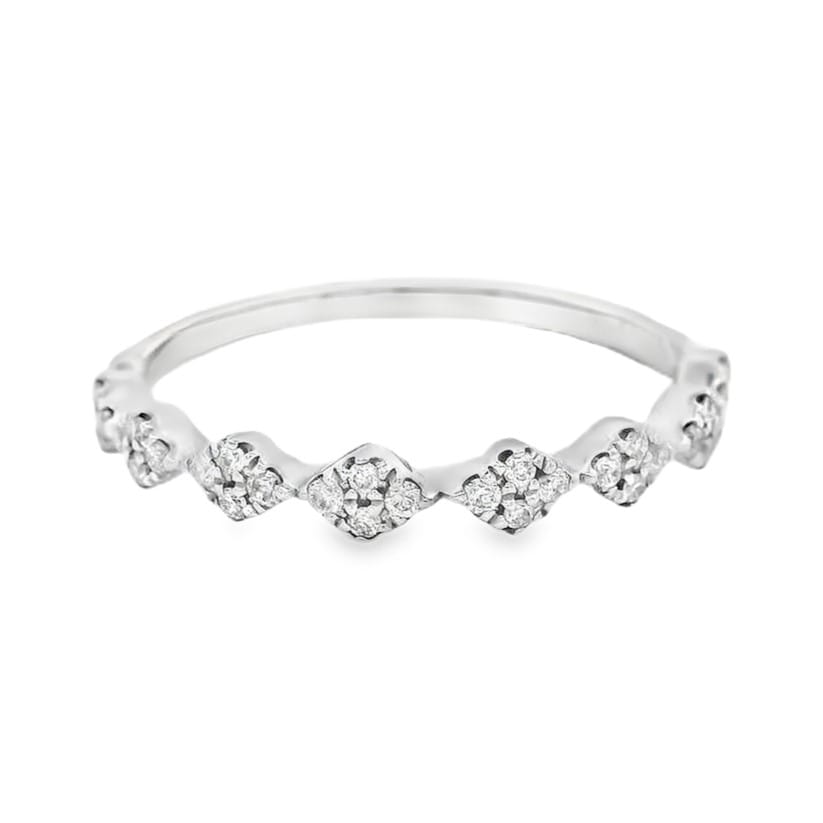 Natural Diamond Anniversary Ring in 14K White Gold For Women