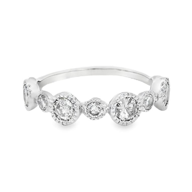 14K White Gold Natural Diamond Anniversary Band Ring for Women