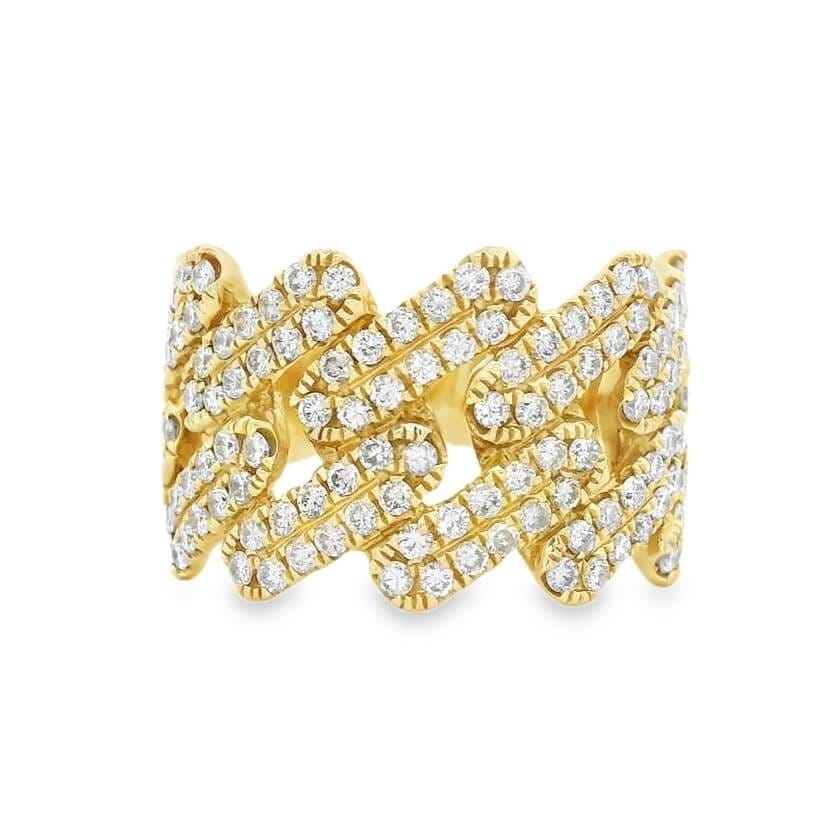 1.05 ct tw Round Brilliant Cut Diamond 18K Yellow Gold Link Pave Band