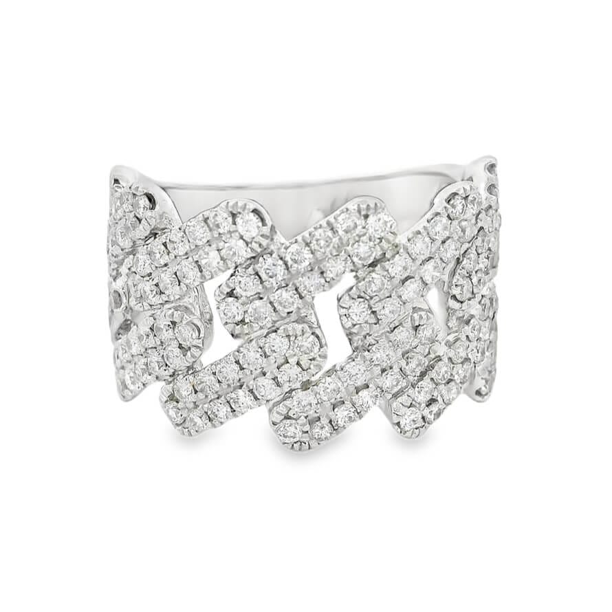 1.05 ct tw Round Brilliant Cut Diamond 18K White Gold Link Pave Band