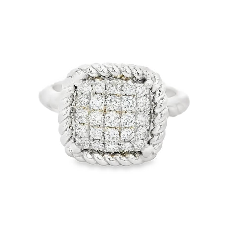 Classic 0.43 ct Round Cut Diamond Cluster Rope Ring in 14-Karat White Gold