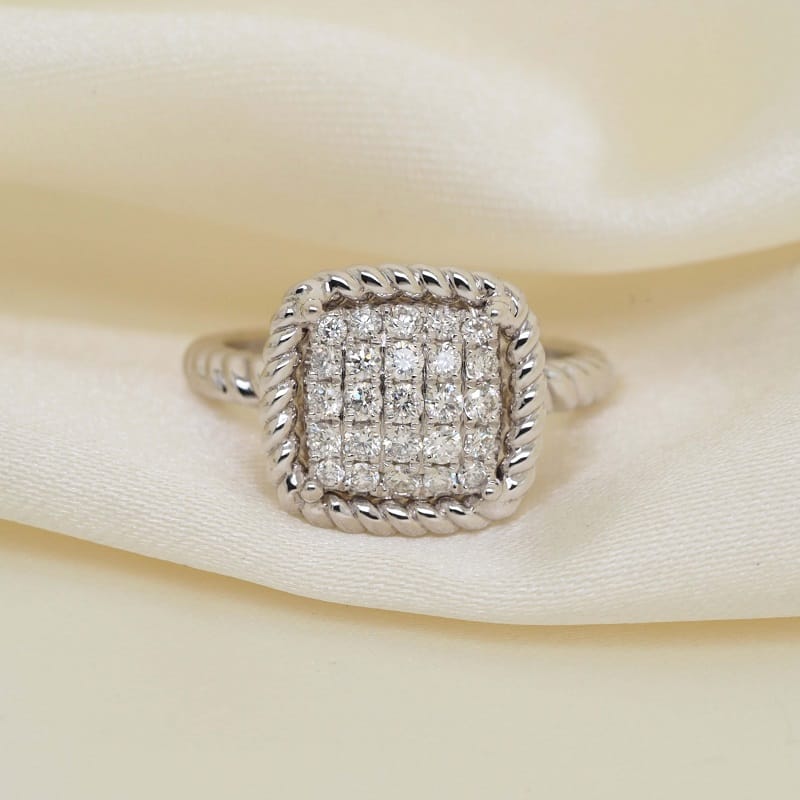 Classic 0.43 ct Round Cut Diamond Cluster Rope Ring in 14-Karat White Gold