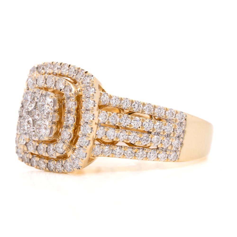 Double Halo Cluster Engagement Ring