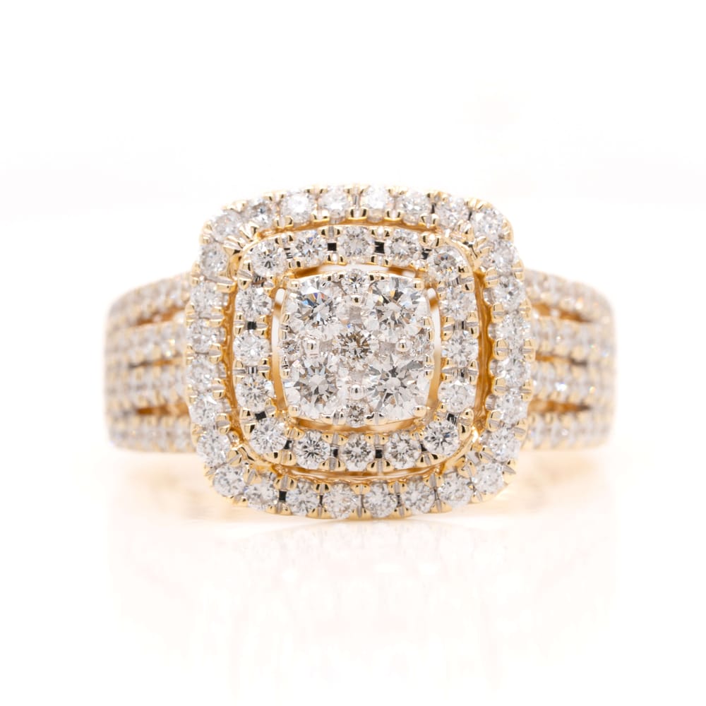 Double Halo Cluster Engagement Ring