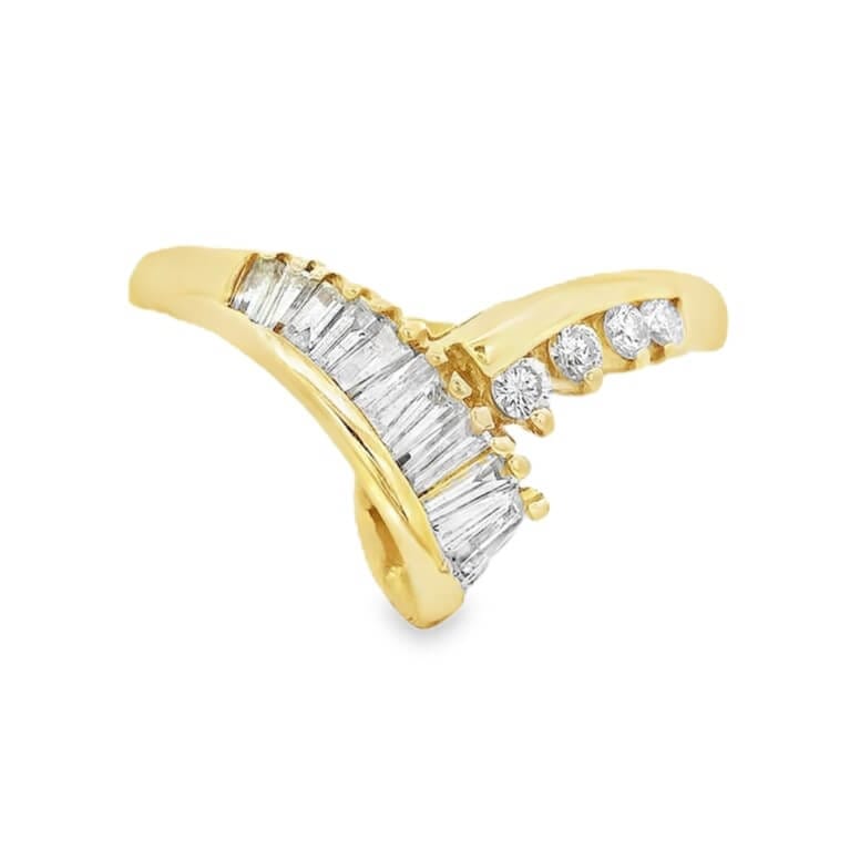 Asymmetrical Diamond Baguette V Contour Band