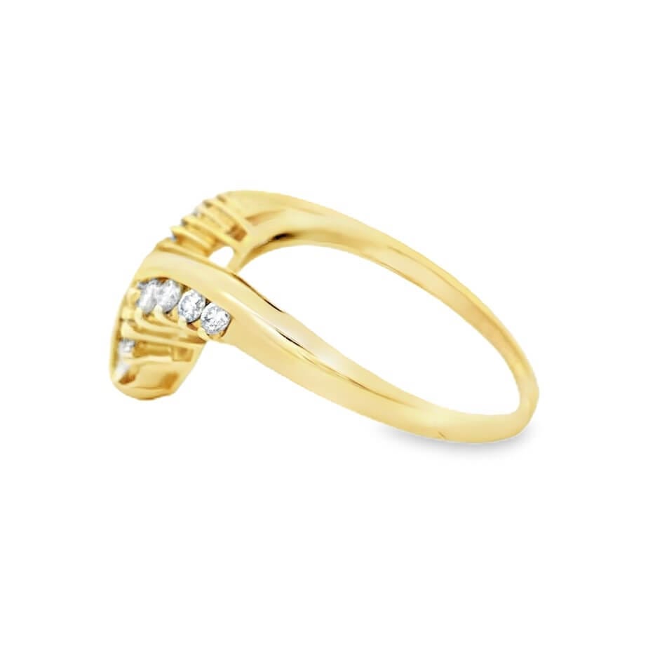 Asymmetrical Diamond Baguette V Contour Band