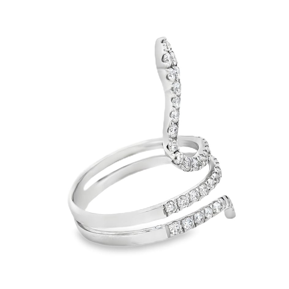 Natural Diamond Snake Ring in 14K White Gold for Women - Contemporary Style