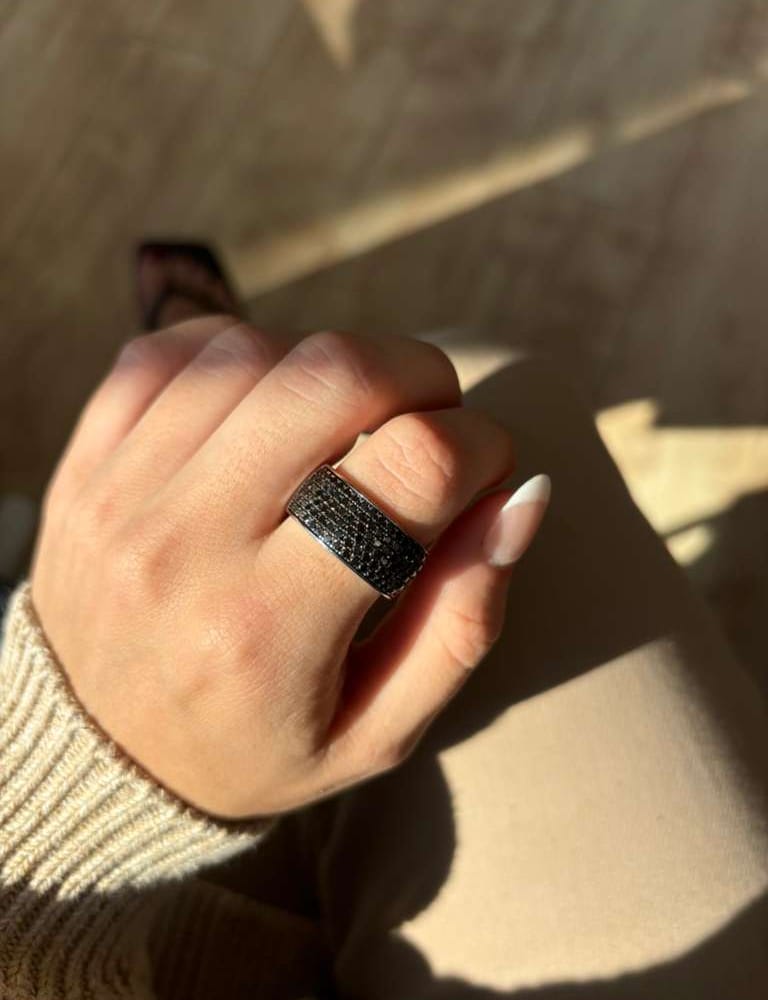 14kwg Black Diamond Ring 2.5cttw 10.1gr