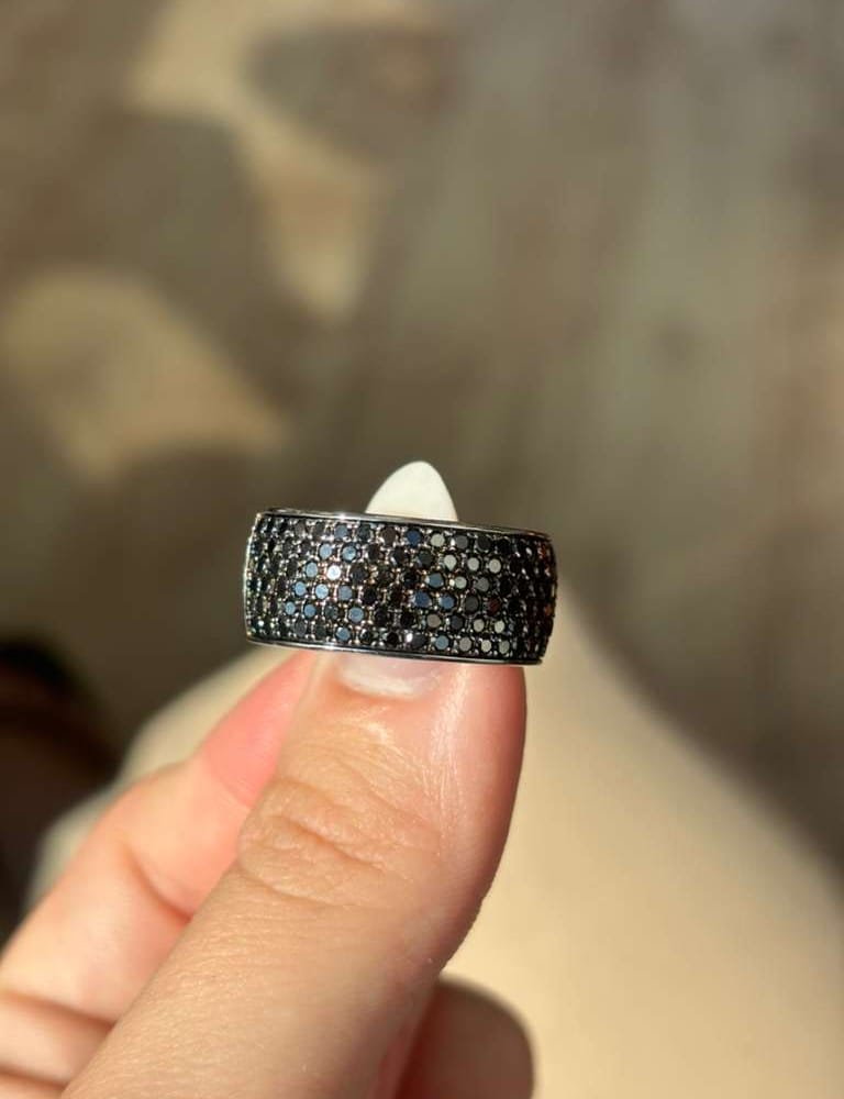14kwg Black Diamond Ring 2.5cttw 10.1gr