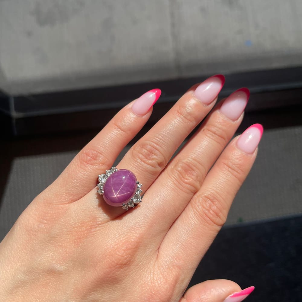 Platinum Star Ruby Ring 12.14 Ct Ruby .70 Ct Diamond