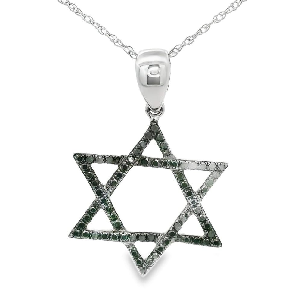 14k WG Blk Dia Star of David 18