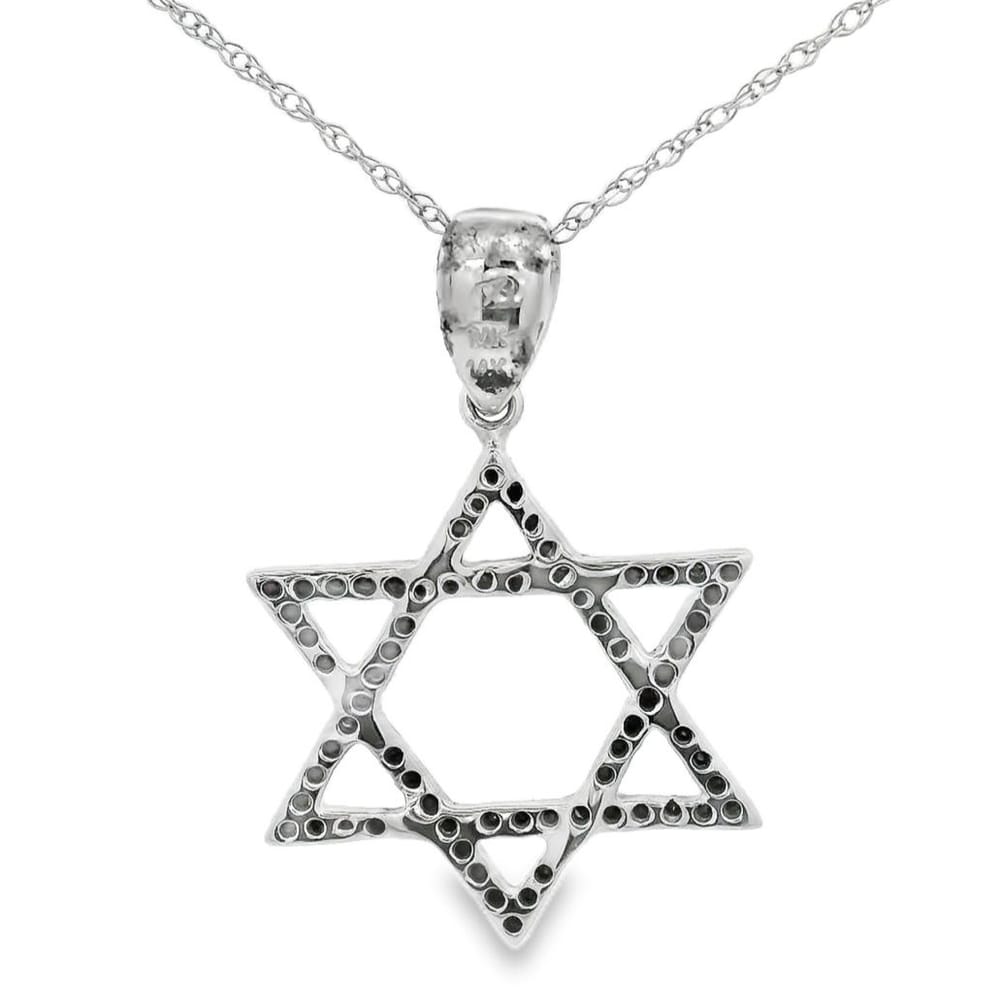 14k WG Blk Dia Star of David 18