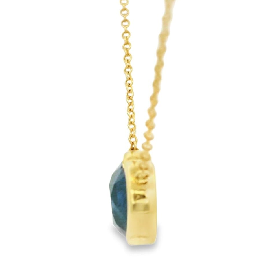 18K YG Heart Shaped Blue Saph 18