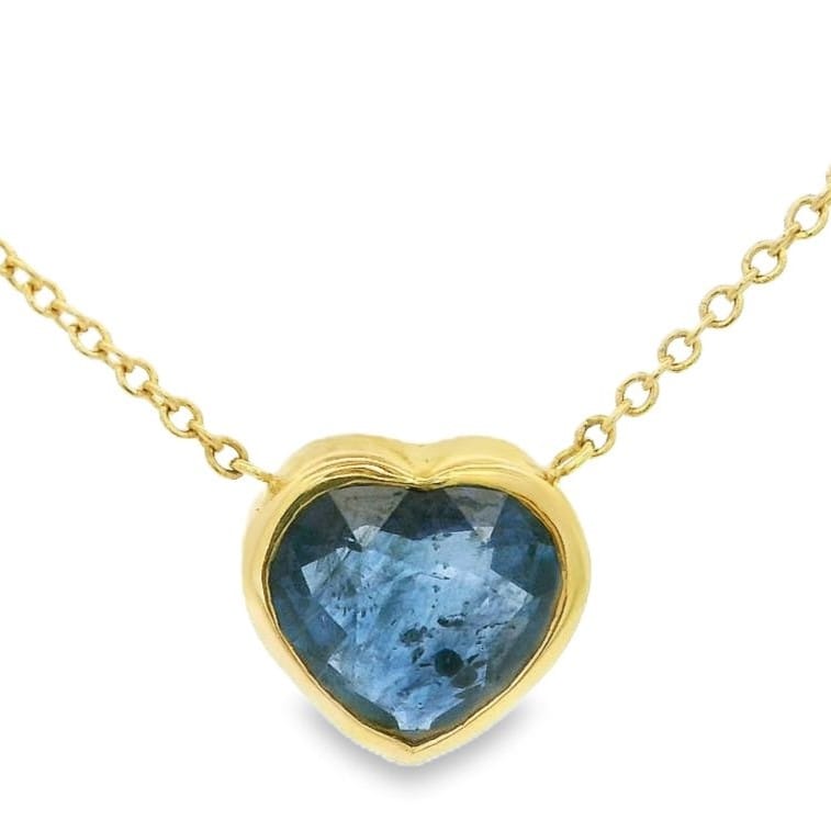 18K YG Heart Shaped Blue Saph 18