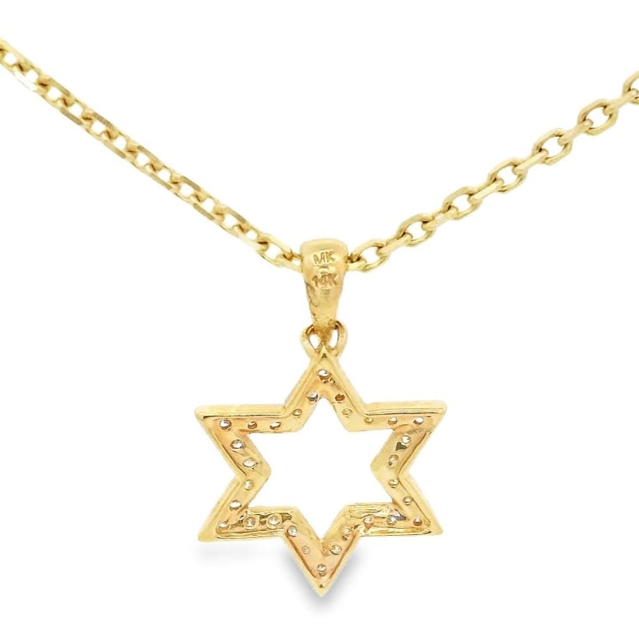 14k rose gold cluster star pendant with natural diamond for women