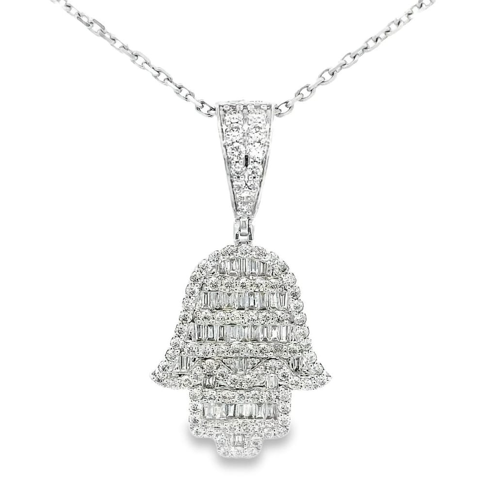 10k wg natural diamond hamsa pendant chain for women