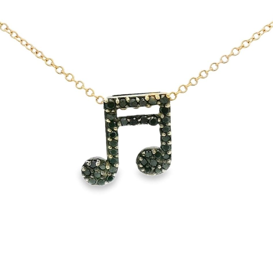 14K Gold Cluster Pendant with Natural Black Music Diamond, 0.16 ctw