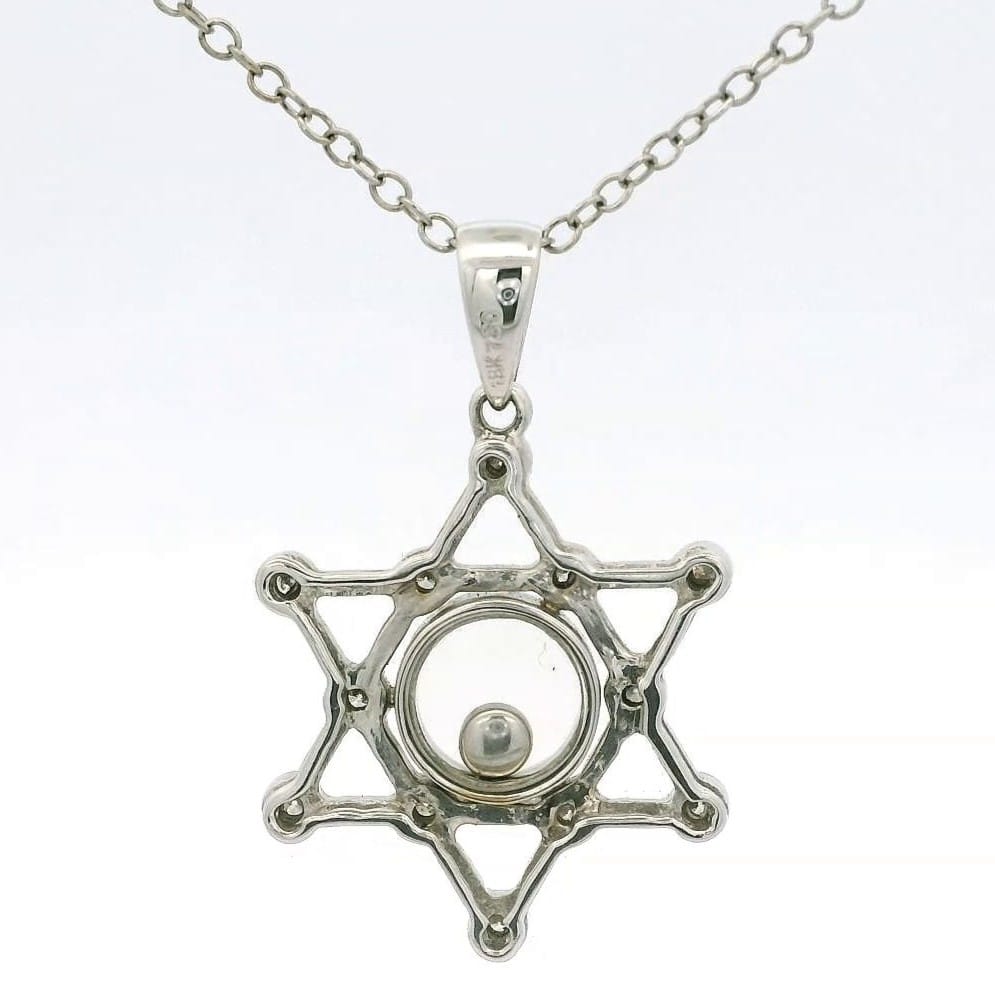 Cluster Diamond Star of David Pendant with 18K White Gold Chain