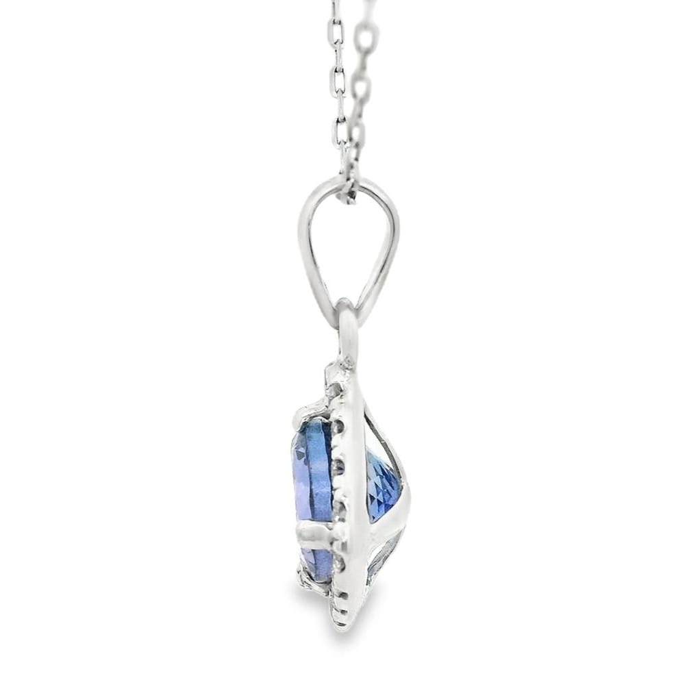 14K White Gold Tanzanite and Diamond Pendant Chain