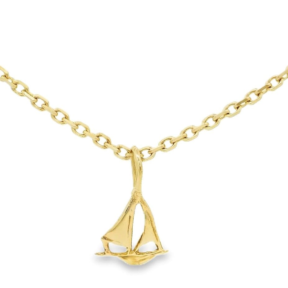 10K Yellow Gold Sailboat Pendant for Women
