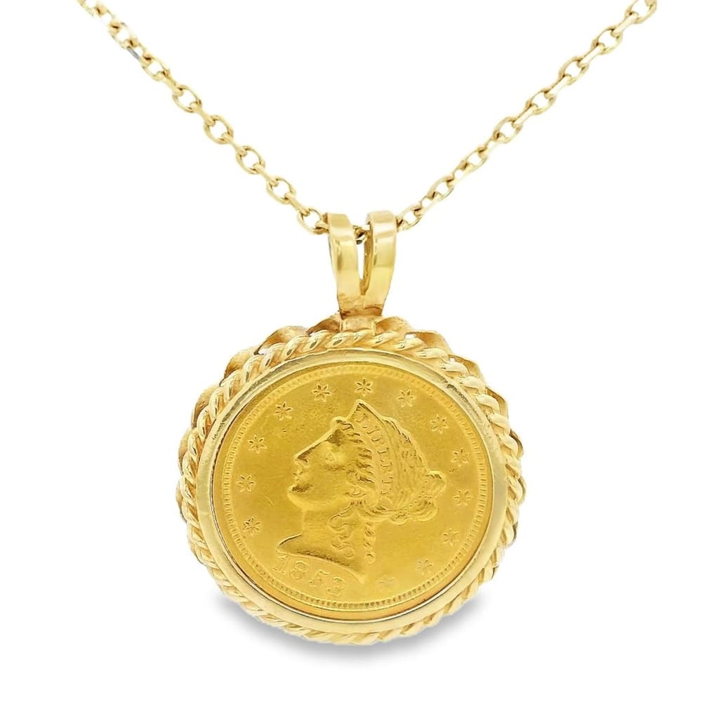 14K Yellow Gold Polished Coin Pendant for Women