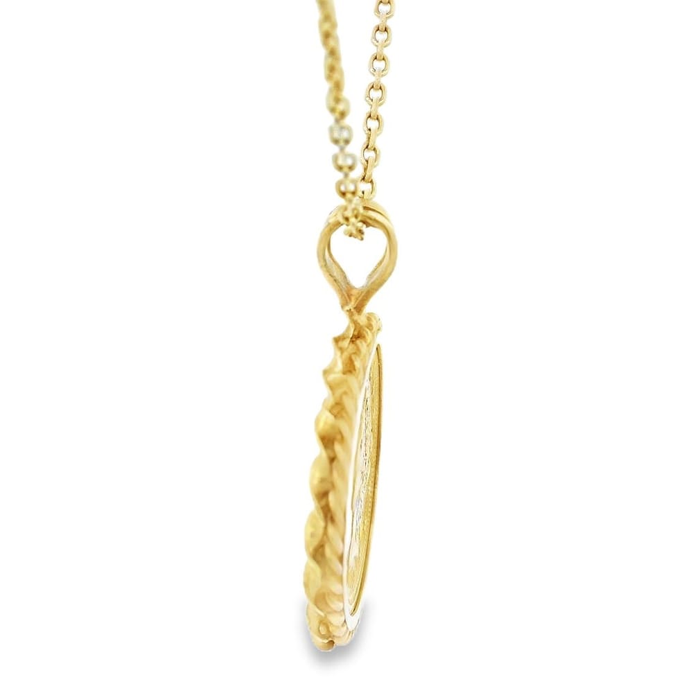 14K Yellow Gold Polished Coin Pendant for Women