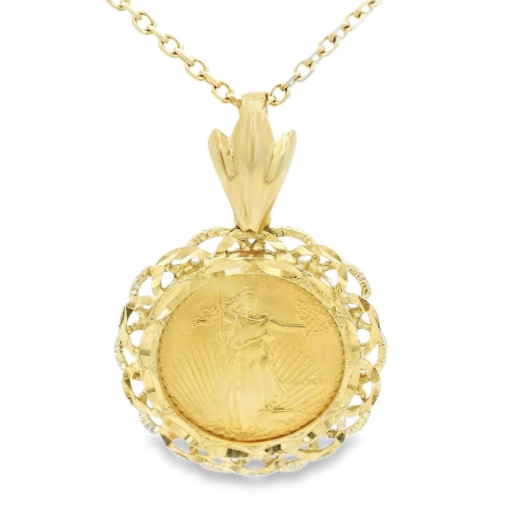 14K Yellow Gold Liberty Coin Pendant for Women