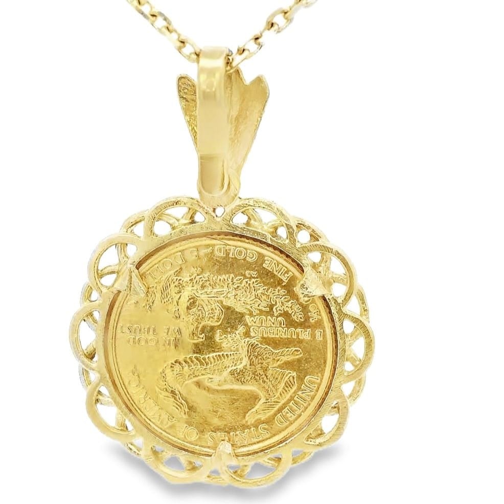 14K Yellow Gold Liberty Coin Pendant for Women
