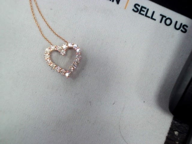 14K Rose Gold Cable Link Heart Pendant Necklace