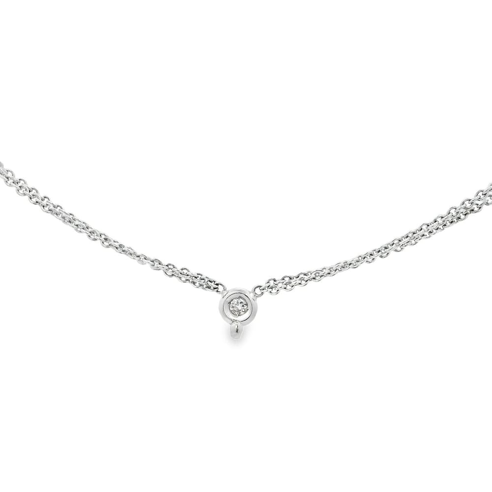 14K White Gold Open Link Diamond Necklace