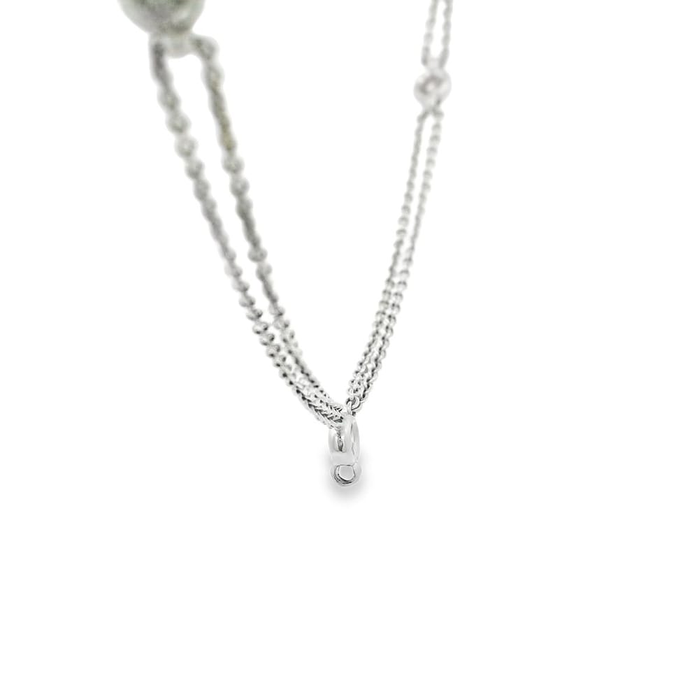 14K White Gold Open Link Diamond Necklace