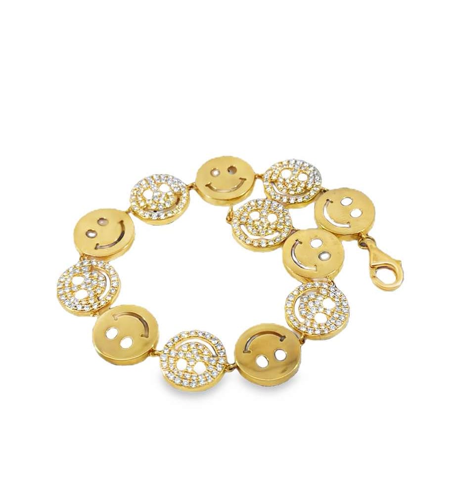 18kyg Diamond HAPPY FACE bracelet 2.25cttw 14.2gr