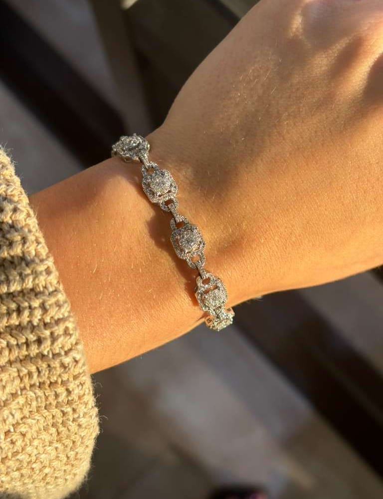 14kwg Fancy Link Diamond Bracelet D-5.0cttw 16.6gr