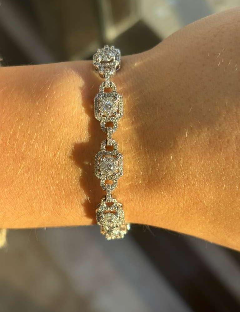 14kwg Fancy Link Diamond Bracelet D-5.0cttw 16.6gr