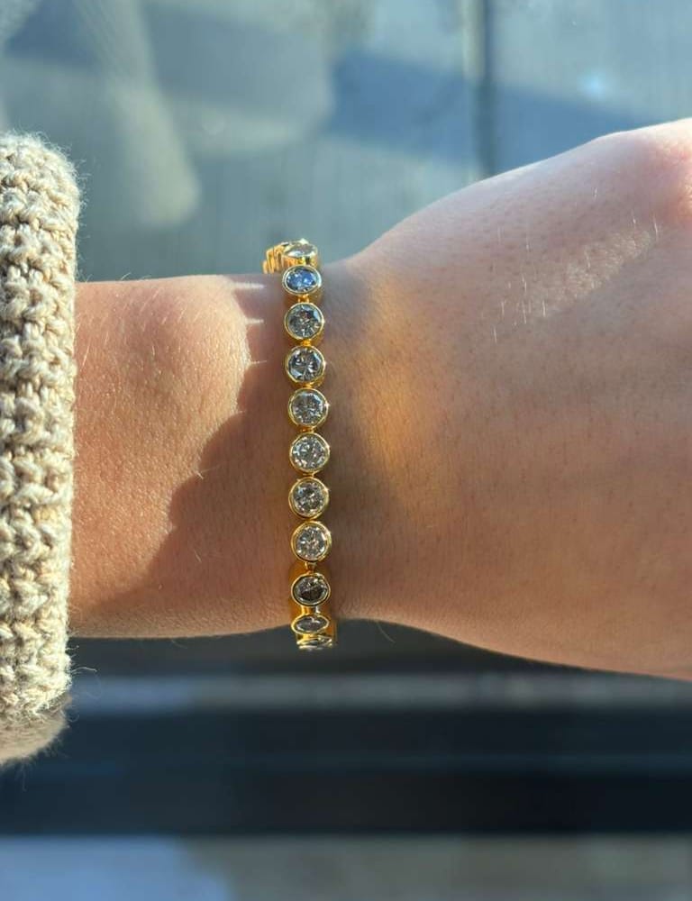 14kyg Diamond Bracelet Rounds Bezel Set 10.0cttw 6.8gr