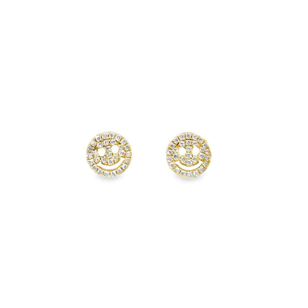 14kyg Diamond Smiley Face Studs D-0.50cttw