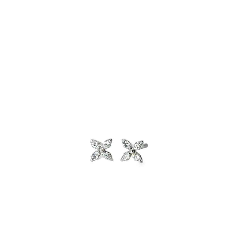 14kwg Daimond Flower EarringStud .25ct 4 Stone