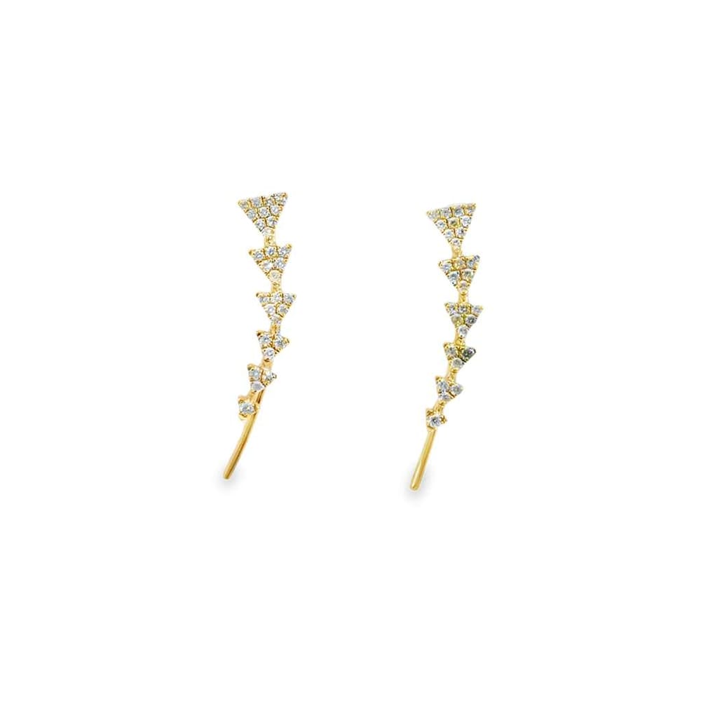 14kyg 0.25ctw Nat Dia Drop Crawler Triangle Earrings 1.33gr