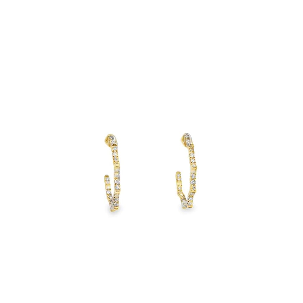 14kyg Diamond Hoop Earrings 0.15cttw 1.55gr