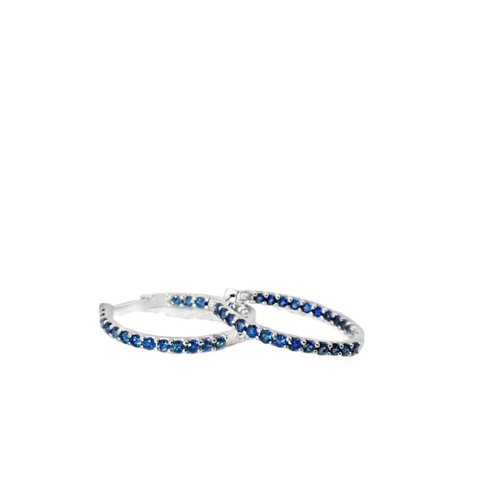 Platinum Blue Sapphire 1.04cttw Hoop Earrings 6.25gr