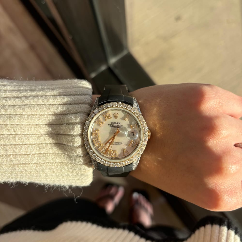 Rolex DateJust S/S 18K M/16013 S/ 6060559 Aftermarket Diamond Bezel 3.0cttw / Aftermarket NON-GOLD Diamond B...