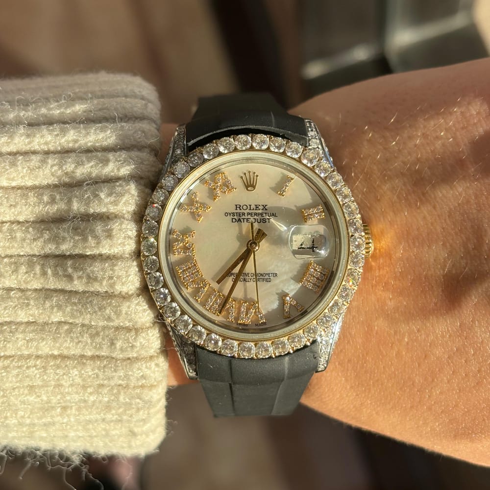 Rolex DateJust S/S 18K M/16013 S/ 6060559 Aftermarket Diamond Bezel 3.0cttw / Aftermarket NON-GOLD Diamond B...